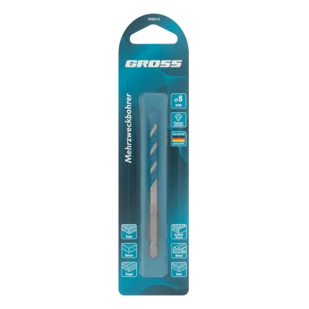 Сверло универсальное Gross, Multipurpose PRO, 6-гр. хвостовик, 8мм, 706013 купить в Надыме