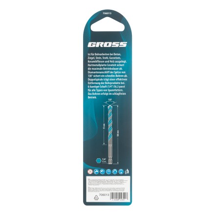 Сверло универсальное Gross, Multipurpose PRO, 6-гр. хвостовик, 8мм, 706013 купить в Надыме