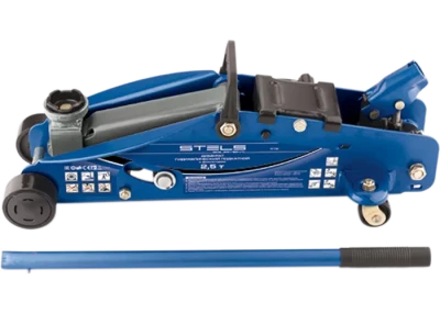 Домкрат гидравлический подкатной с фиксатором 2.5т SAFETY PIN 140-385 мм в кейсе  STELS 51132