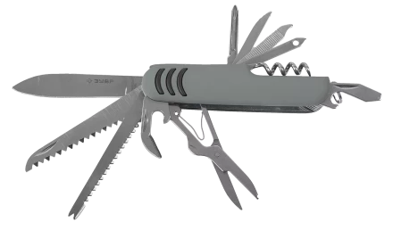 Многофункциональный нож ЗУБР 12в1 обрезиненная рукоятка 90 мм складной мультитул 47780 купить в Надыме