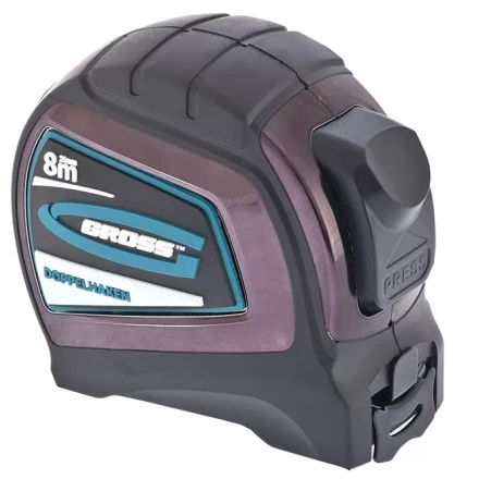 Рулетка "Doppelhaken" 8 м x 25 мм двухсторонний зацеп нейлон двуст. шкала автоматич  GROSS 31125 купить в Надыме