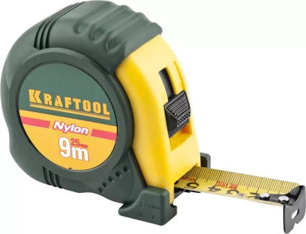 Рулетка KRAFTOOL "EXPERT" с нейлоновым покрытием, обрезин корпус, 9/25мм 34122-09_z01 купить в Надыме