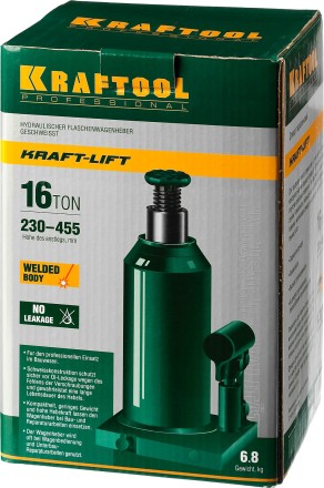 Домкрат гидравлический бутылочный &quot;Kraft-Lift&quot;, сварной, 16т, 230-455мм, KRAFTOOL 43462-16 43462-16_z01 купить в Надыме