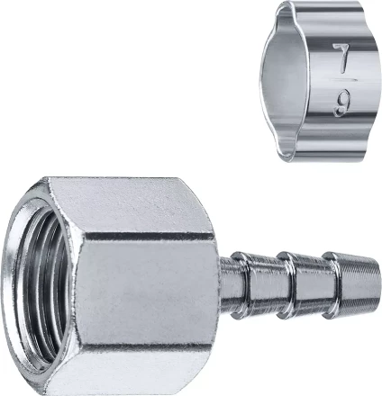 ЗУБР штуцер елочка, 6 мм - 1/4F, переходник с обжимным хомутом, Профессионал (64923-1/4-06) купить в Надыме