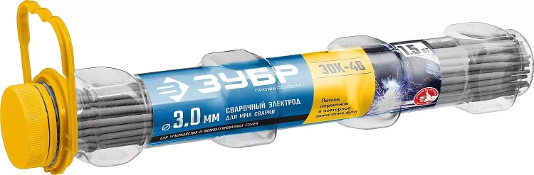 ЗУБР Д 3.0 х 350 мм, 1.5 кг в ПВХ тубе, ЗОК-46 рутил-целлюлозный, электрод сварочный, Профессионал (40031-3.0) купить в Надыме