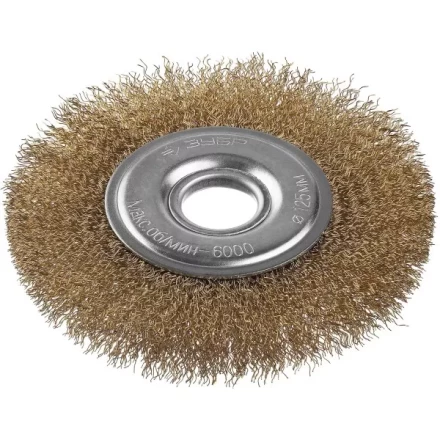 ЗУБР "ПРОФЕССИОНАЛ". Щетка дисковая для УШМ, витая стальная латунированная проволока 0,3мм, 125х22мм 35187-125_z01 купить в Надыме