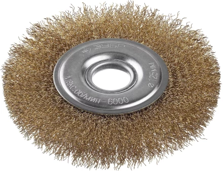 ЗУБР "ПРОФЕССИОНАЛ". Щетка дисковая для УШМ, витая стальная латунированная проволока 0,3мм, 125х22мм 35187-125_z01 купить в Надыме