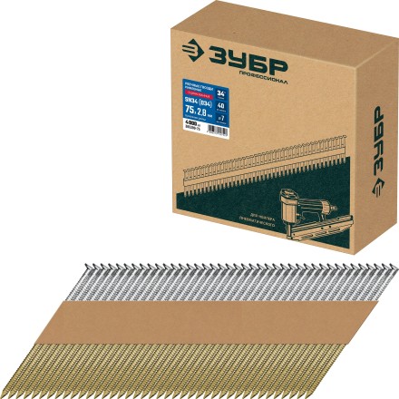 ЗУБР SN34 (D34) 75 х 2.8 мм, реечные гвозди рифленые оцинкованные, 4000 шт (305399-75) купить в Надыме