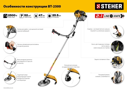 STEHER 2.5 кВт, бензиновый триммер (BT-2500) купить в Надыме