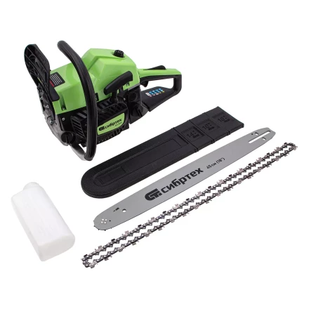 Пила цепная бензиновая Сибртех БП-5245 95209, 52 см3, шина 45 см, шаг 0.325, паз 1,5 мм, 72 звена купить в Надыме