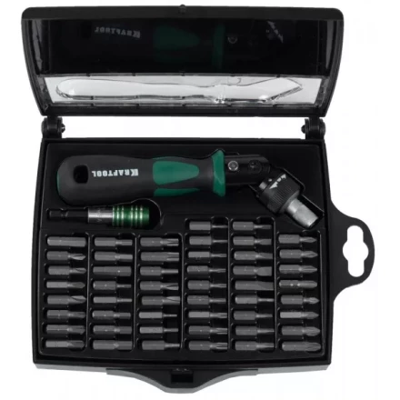 Отвертка KRAFTOOL "EXPERT", реверсивно-рычажная, с битами и головками, 52шт 25555-H52 купить в Надыме