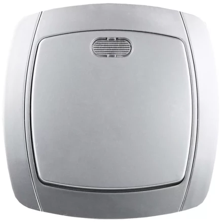 Выключатель СВЕТОЗАР "АКЦЕНТ" одноклавишный в сборе, с подсветкой, цвет серебристый металлик, 10А/~250В SV-54231-SM купить в Надыме