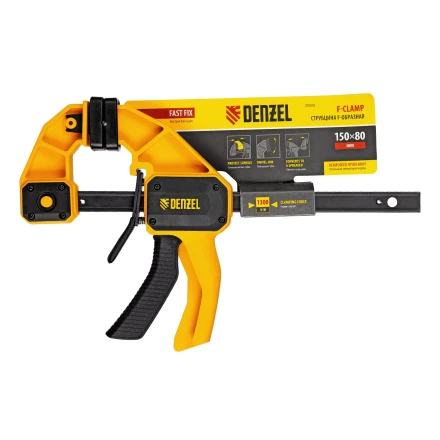 Струбцина F-образная Denzel, быстрозажимная, 150 х 80 мм, усиленный нейлоновый корпус 20505 купить в Надыме