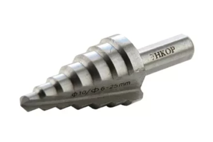 Сверло для металла ступенчатое Ф6-25 мм 7 ступеней ход 4,5 мм Энкор 21625 купить в Надыме