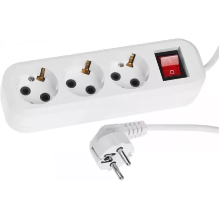 Удлинитель СИБИН электрический, ПВС сечение 0,75кв мм, 3 гнезда, макс мощн 2200Вт, 5м, заземление, выключатель 55036-5 купить в Надыме