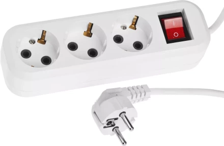 Удлинитель СИБИН электрический, ПВС сечение 0,75кв мм, 3 гнезда, макс мощн 2200Вт, 5м, заземление, выключатель 55036-5 купить в Надыме