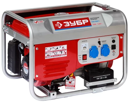Электростанция ЗУБР бензиновая, 4-х тактная, ручной и электрический пуск, 220/12В, 3500Вт ЗЭСБ-3500-Э купить в Надыме