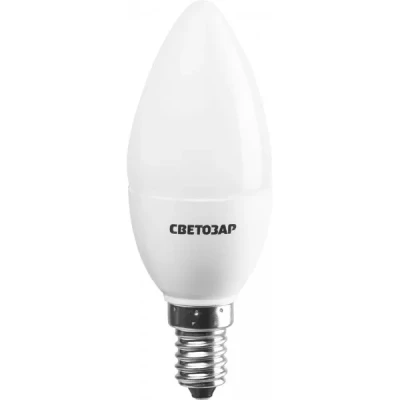Лампа СВЕТОЗАР светодиодная "LED technology", цоколь Е14(миньон), яркий белый свет (4000К), 220В, 5Вт (45), свеча 44503-40_z01