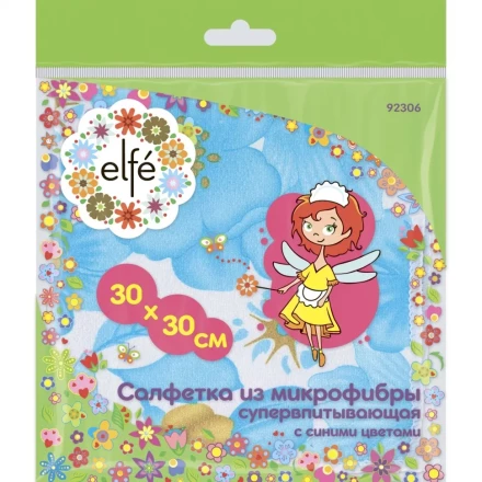 Салфетки из микрофибры с синими цветами 300х300 мм Elfe 92306 купить в Надыме