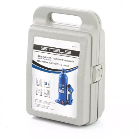 Домкрат гидравлический бутылочный 3 т h подъема 188-363 мм в пластиковом кейсе Stels 51173 купить в Надыме