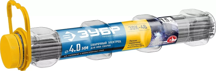 ЗУБР Д 4.0 х 350 мм, 1.5 кг в ПВХ тубе, ЗОК-46 рутил-целлюлозный, электрод сварочный, Профессионал (40031-4.0) купить в Надыме