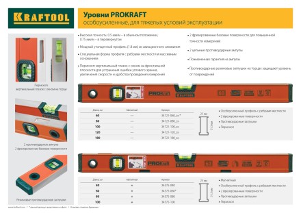 Уровень KRAFTOOL &quot;KRAFT-MAX&quot;, особо усиленный, 2 ампулы, 2 фрезерованные базовые поверхности, 120см 34721-120_z01 купить в Надыме