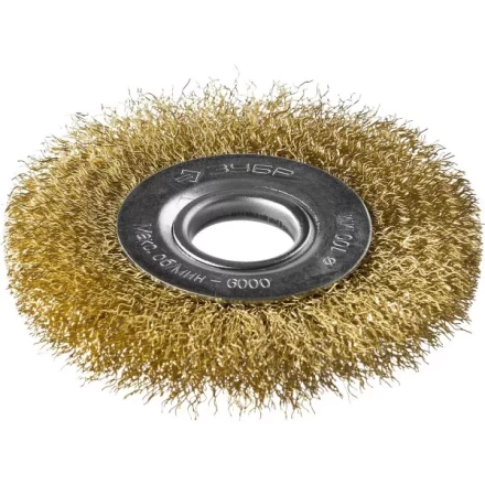 ЗУБР "ПРОФЕССИОНАЛ". Щетка дисковая для УШМ, витая стальная латунированная проволока 0,3мм, 100х22мм 35187-100_z01 купить в Надыме
