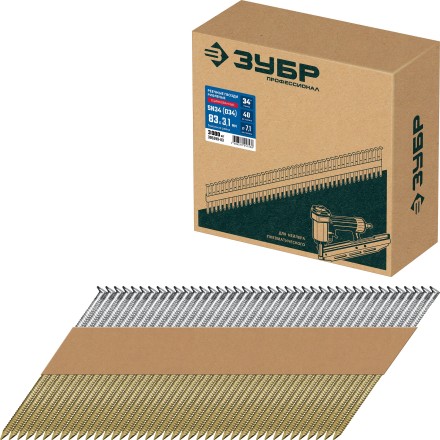 ЗУБР SN34 (D34) 83 х 3.1 мм, реечные гвозди рифленые оцинкованные, 3000 шт (305399-83) купить в Надыме
