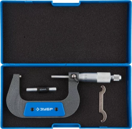 Микрометр ЗУБР "ЭКСПЕРТ" гладкий механический, МК 75, диапозон 50-75мм, шаг измерения 0,01мм 34480-75_z01 купить в Надыме