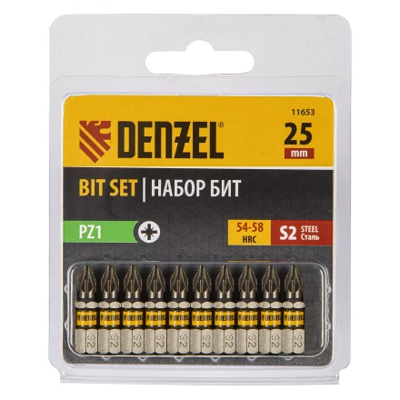 Бита PZ1х25, сталь S2, шестигранный профиль, 10 шт. Е 6,3 Denzel 11653 купить в Надыме