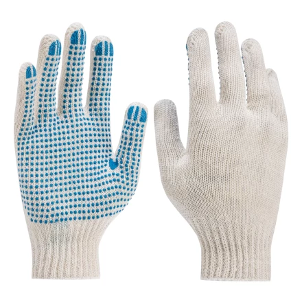 Перчатки трикотажные усиленные, с ПВХ точкой, 7 класс вязки Россия 677745 купить в Надыме