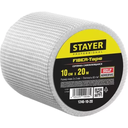 Серпянка самоклеящаяся FIBER-Tape, 10 см х 20м, STAYER Professional 1246-10-20 1246-10-20 купить в Надыме