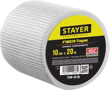 Серпянка самоклеящаяся FIBER-Tape, 10 см х 20м, STAYER Professional 1246-10-20 1246-10-20 купить в Надыме