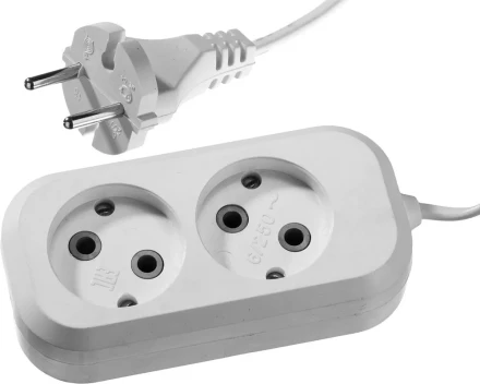 Удлинитель СИБИН электрический, ШВВП сечение 0,75кв мм, 2 гнезда, макс мощн 1300Вт, 3м 55091-3 купить в Надыме