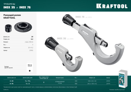 Режущие ролики для трубореза KRAFTOOL по нержавеющим трубам 23992 купить в Надыме