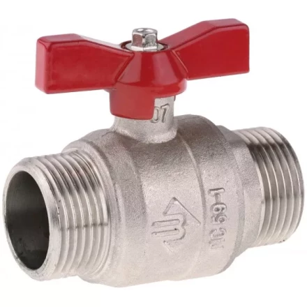 Кран ЗУБР шаровой 1/2" полнопроходной "папа-папа", бабочка, никелированная латунь 51355-N-1/2 купить в Надыме