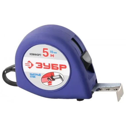 Рулетка ЗУБР "СТАНДАРТ", корпус с резиновым напылением, 5м/19мм 34016-5 купить в Надыме