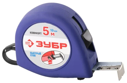 Рулетка ЗУБР "СТАНДАРТ", корпус с резиновым напылением, 5м/19мм 34016-5 купить в Надыме