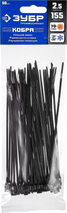 Кабельные стяжки черные КОБРА с плоским замком нейлоновые пакет серия ПРОФЕССИОНАЛ купить в Надыме