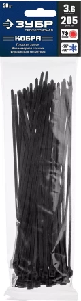 Кабельные стяжки черные КОБРА с плоским замком нейлоновые пакет серия ПРОФЕССИОНАЛ купить в Надыме