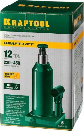 Домкрат гидравлический бутылочный &quot;Kraft-Lift&quot;, сварной, 12т, 230-458мм, KRAFTOOL 43462-12 43462-12_z01 купить в Надыме