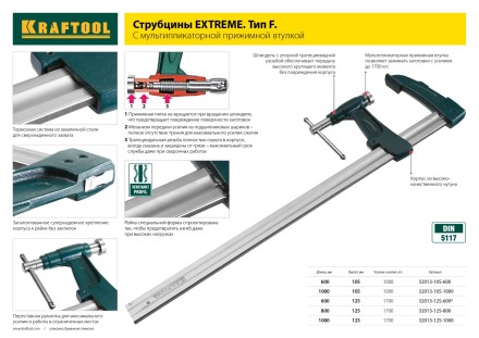 Струбцина KRAFTOOL, рычажная, быстрозажимная, тип &quot;F&quot;, 75х200 мм 32019-75-200 купить в Надыме
