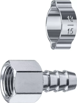 ЗУБР штуцер елочка, 10 мм - 1/4F, переходник с обжимным хомутом, Профессионал (64923-1/4-10) купить в Надыме