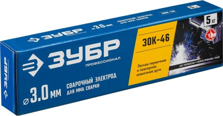 ЗУБР Д 3.0 х 350 мм, 5 кг в коробке, ЗОК-46 рутил-целлюлозный, электрод сварочный, Профессионал (40035-3.0) купить в Надыме