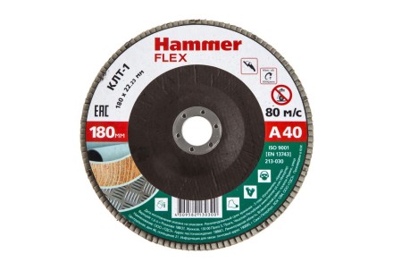 Круг Лепестковый Торцевой (КЛТ) HAMMER КЛТ 1 Ф180х22 Р40 213-030 купить в Надыме