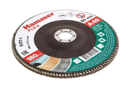 Круг Лепестковый Торцевой (КЛТ) HAMMER КЛТ 1 Ф180х22 Р40 213-030 купить в Надыме