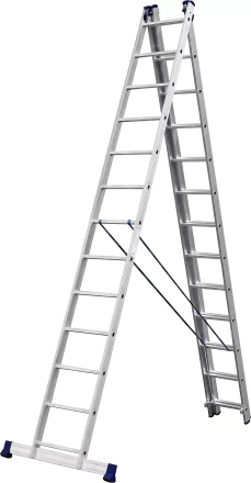 Лестница СИБИН универсальная,трехсекционная со стабилизатором, 13 ступеней 38833-13 купить в Надыме