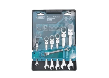 Набор ключей комбинированных с трещоткой, 8 - 19 мм, 7шт., шарнирные, CrV GROSS 14891 купить в Надыме