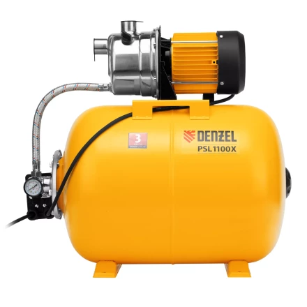 Насосная станция Denzel 97311, PSL1100X, 1100 Вт, 3600 л/ч, ресивер 50 л, подъем 45 м, нержавейка купить в Надыме