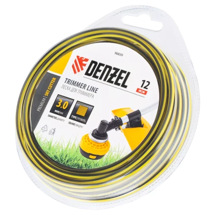 Леска для триммера двухкомпонентная квадратная, 3,0мм х 12м, блистер SkyCutter Denzel 96839 купить в Надыме